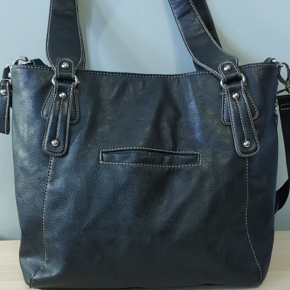Kenneth Cole Black Leather Tote Bag - Picture 2 of 12